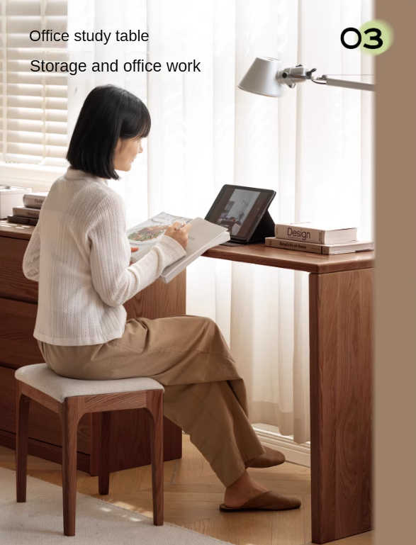 Oak, Solid Rubberwood, Beech Vanity Table L-Shaped Corner.