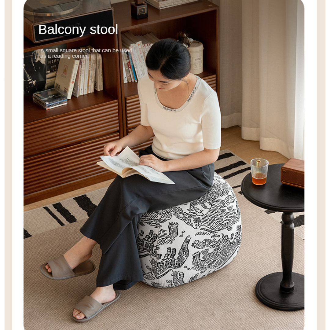 Fabric Seat Modern Footstool Pouf