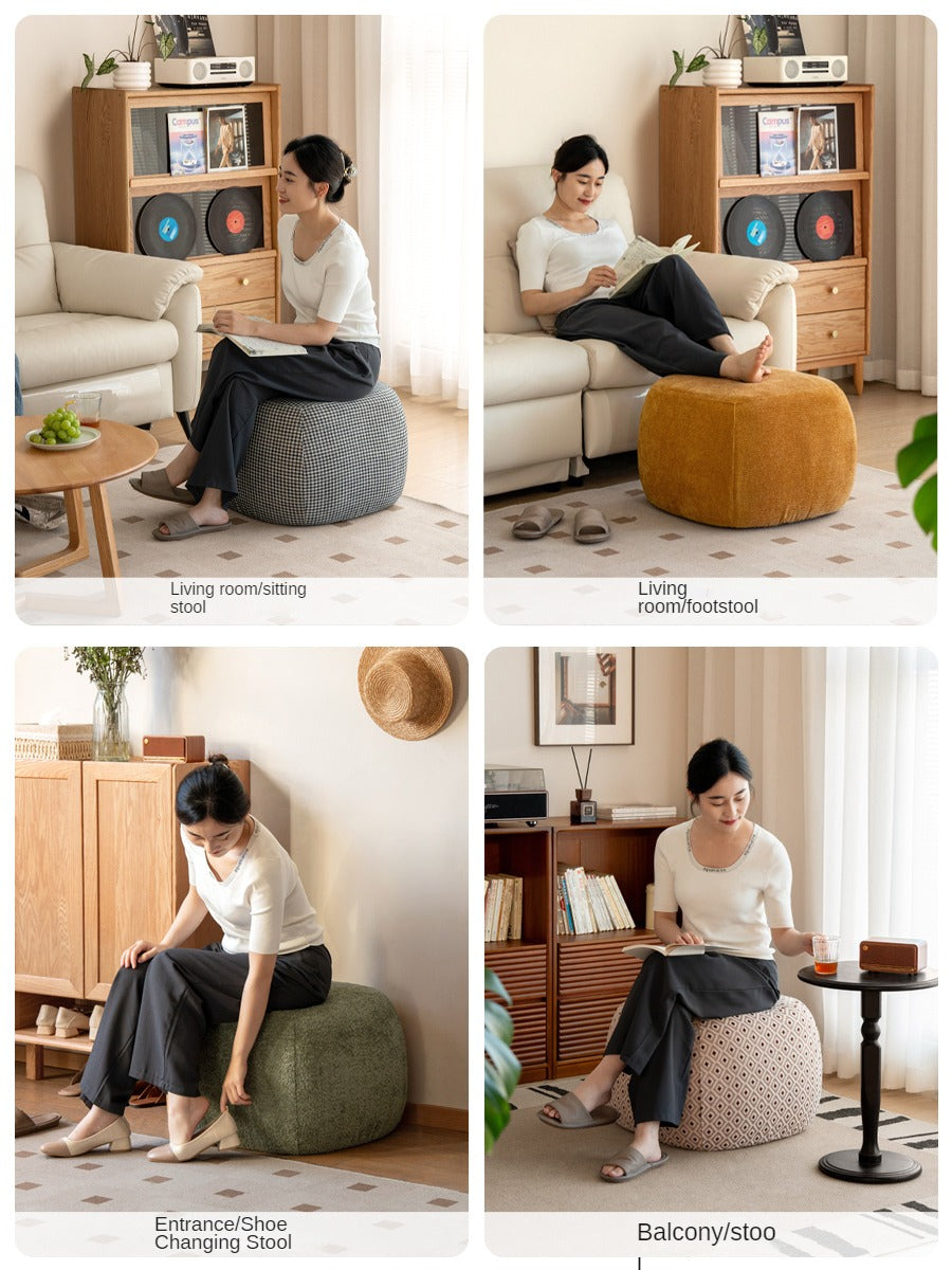 Fabric Seat Modern Footstool Pouf