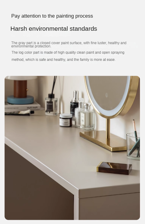 Poplar, Oak Solid Wood Telescopic Vanity Table Three Drawers.