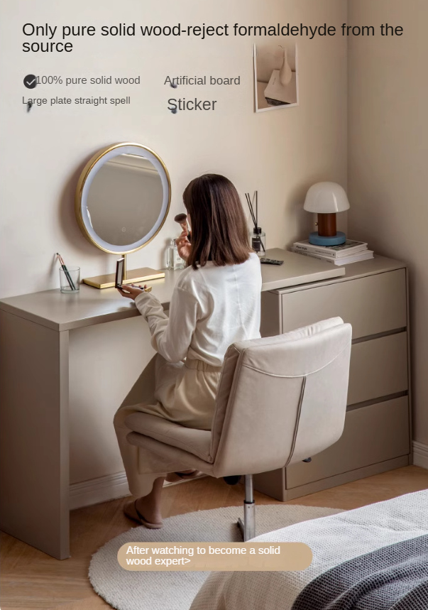 Tulipwood , Oak Solid Wood Telescopic Vanity Table Three Drawers.