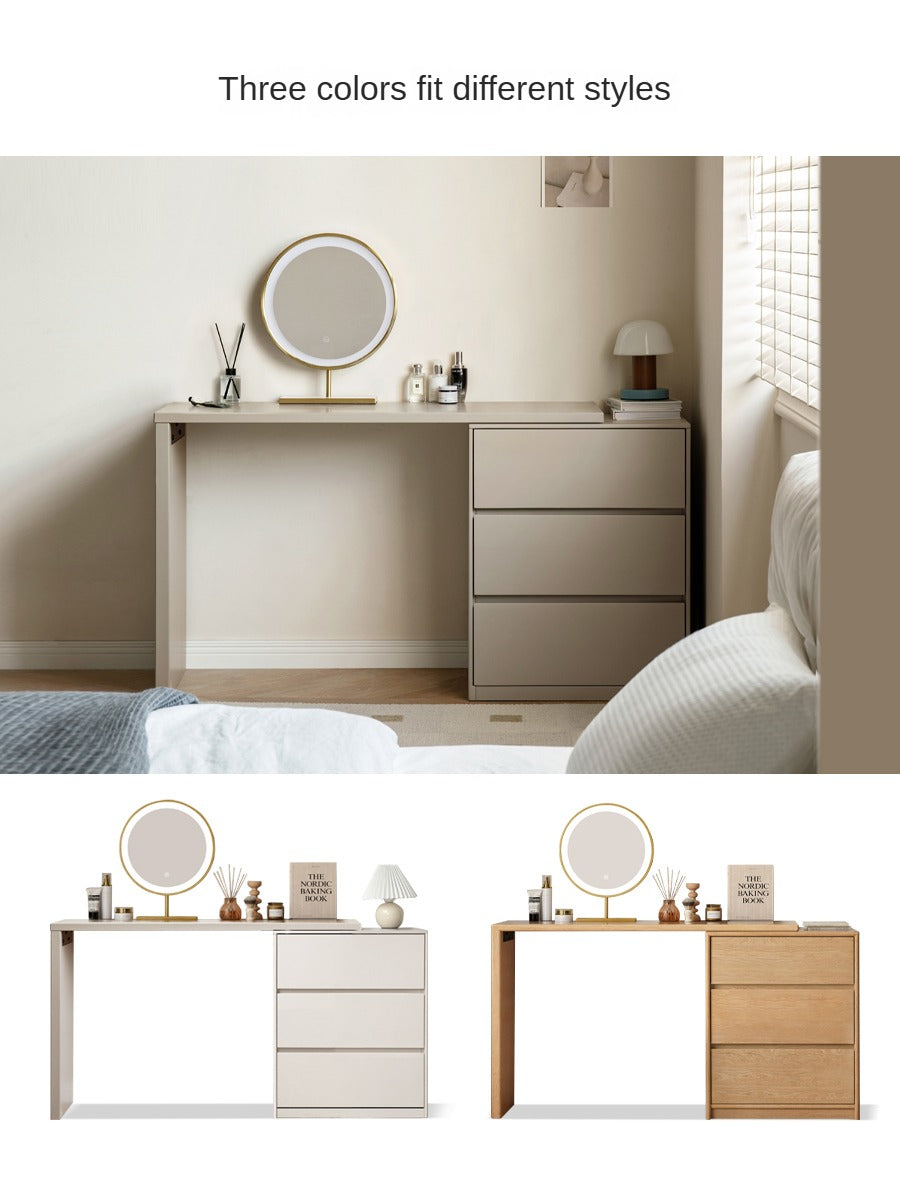 Poplar, Oak Solid Wood Telescopic Dressing Table Three Drawers.
