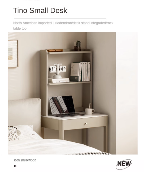 Poplar Solid Wood Office Desk, Small Dressing Table Slate Top.