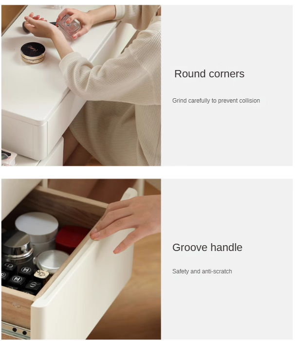 Solid RubberWood Telescopic Vanity Table + LED Makeup Mirror