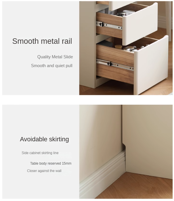 Solid RubberWood Telescopic Vanity Table + LED Makeup Mirror