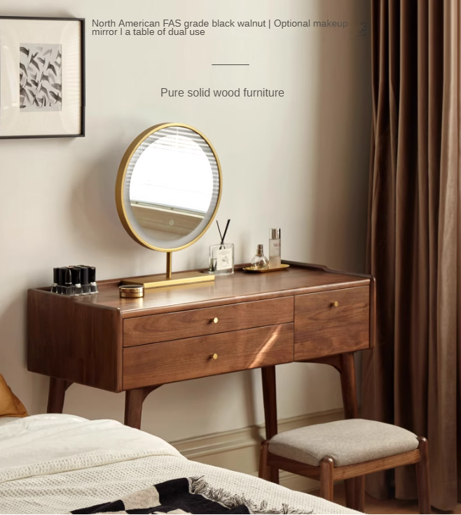 Black Walnut Solid Wood Vanity Table.