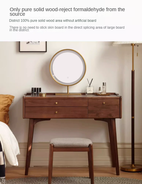 Black Walnut, Ash Solid Wood Dressing Table.