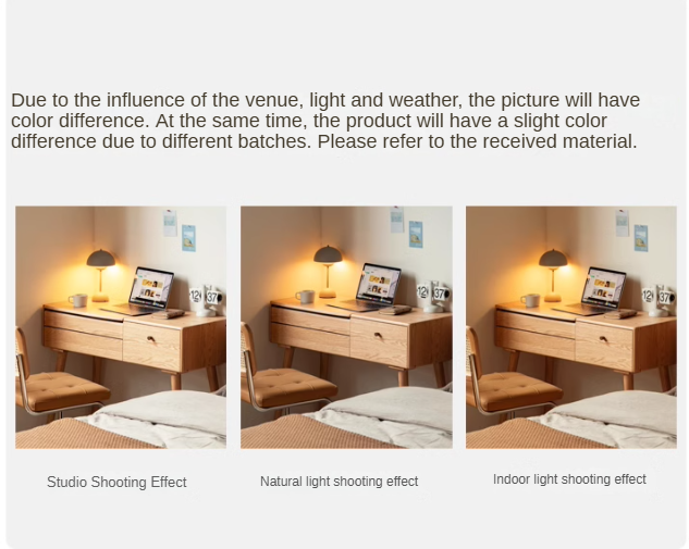 Oak Solid Wood, Solid RubberWood Vanity Table Mirror LED Touch Light.