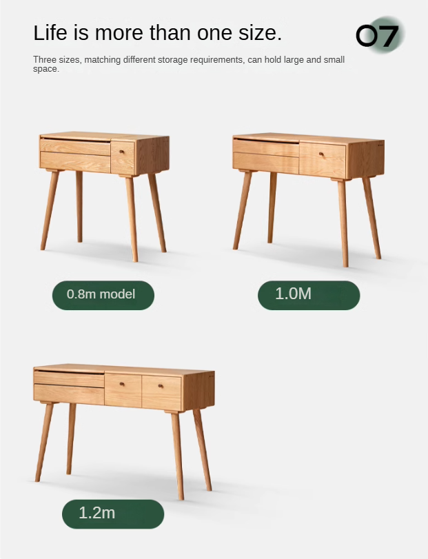 Oak Solid Wood, Solid RubberWood Vanity Table Mirror LED Touch Light.