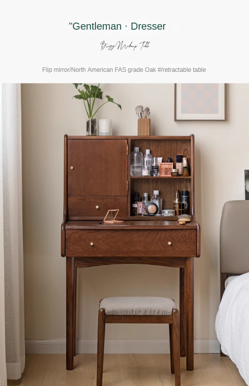Oak Solid Wood Nordic Dressing Table.