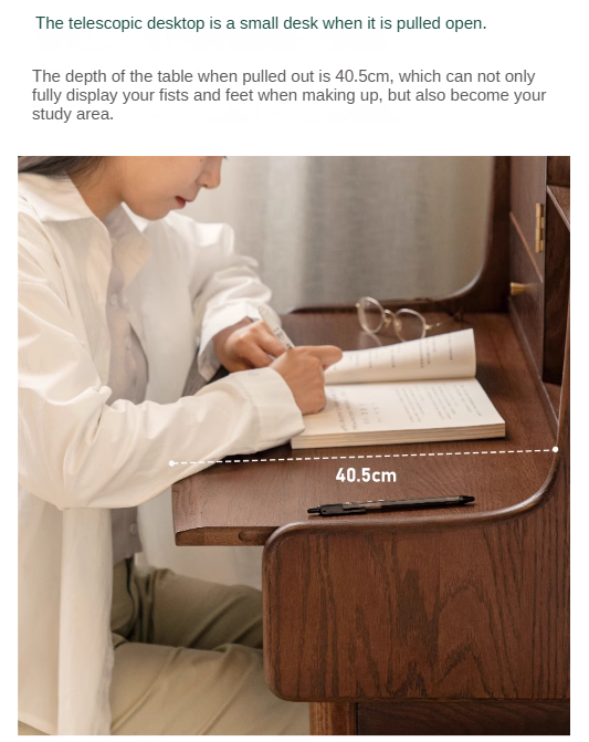 Oak Solid Wood Nordic Dressing Table.