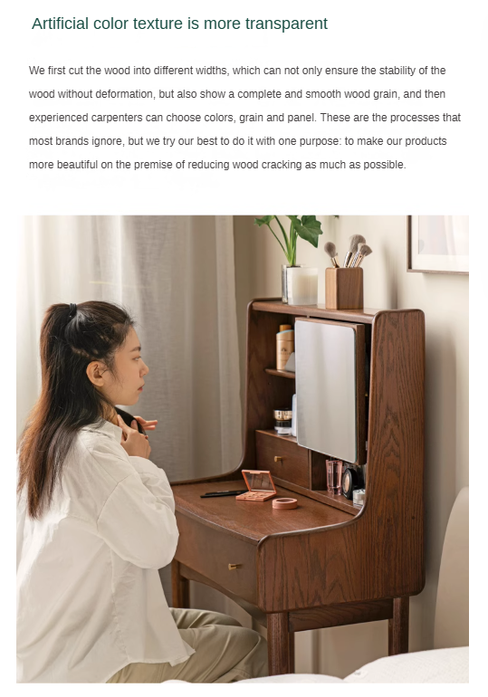 Oak Solid Wood Nordic Vanity Table.