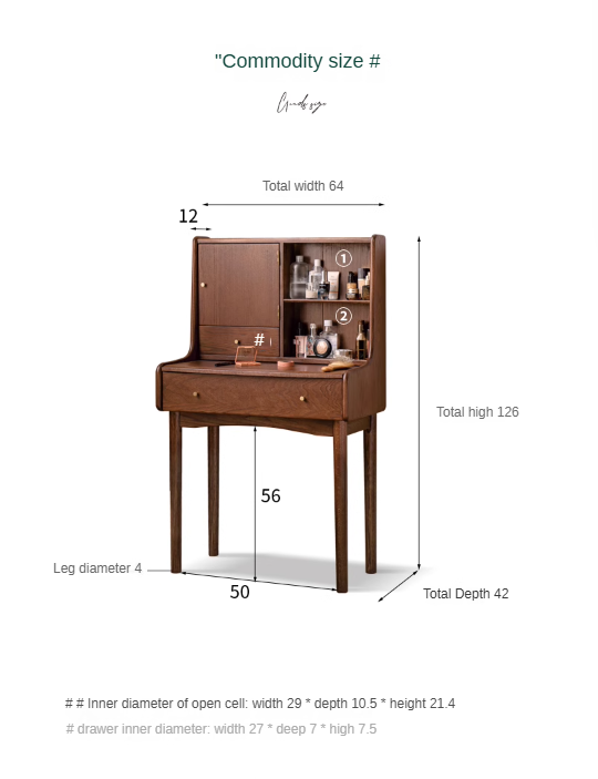 Oak Solid Wood Nordic Dressing Table.