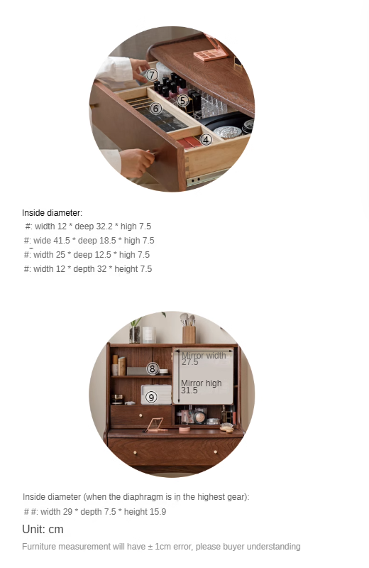 Oak Solid Wood Nordic Vanity Table.