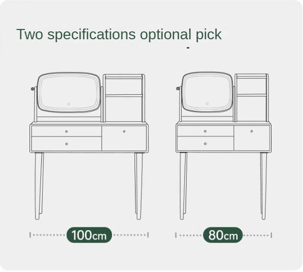 Oak, Ash Solid Wood Vanity Table Lighted Makeup Mirror.