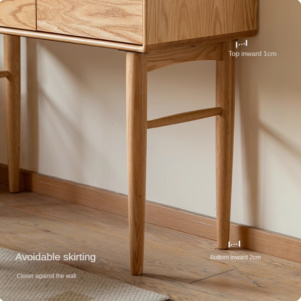 Oak, Ash Solid Wood Vanity Table Lighted Makeup Mirror.