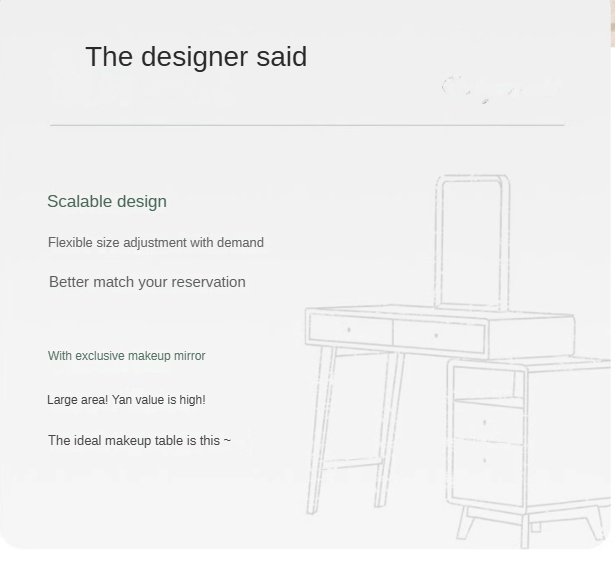 Oak Solid Wood Telescopic Vanity Table Cabinet.