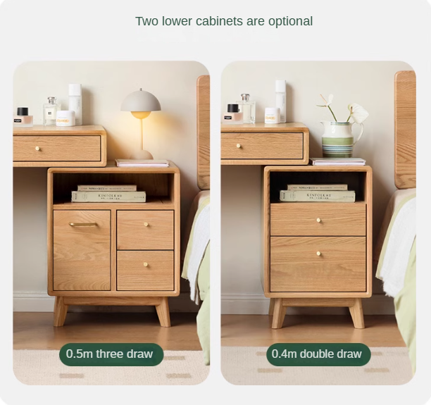 Oak Solid Wood Telescopic Vanity Table Cabinet.