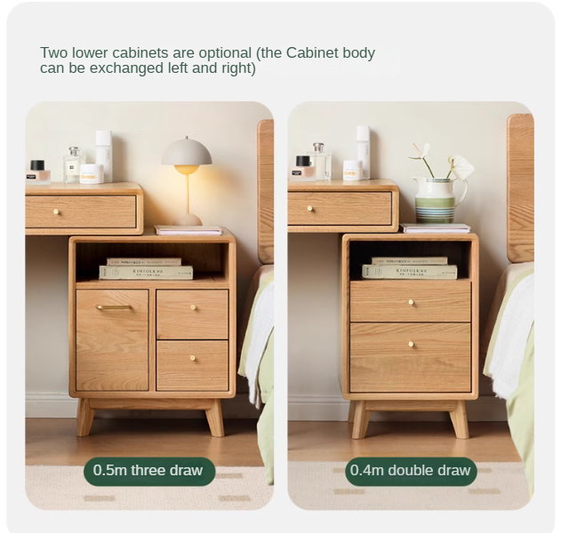 Oak, Rubberwood Solid Wood Vanity Table Telescopic.