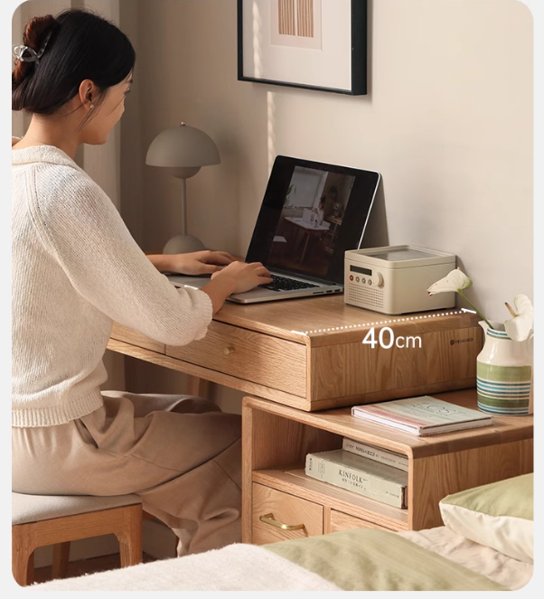 Oak, Rubberwood solid wood Dressing Table Telescopic.