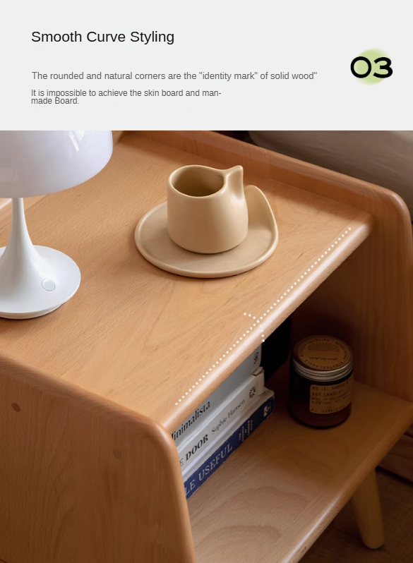 Beech solid wood Fully open nightstand