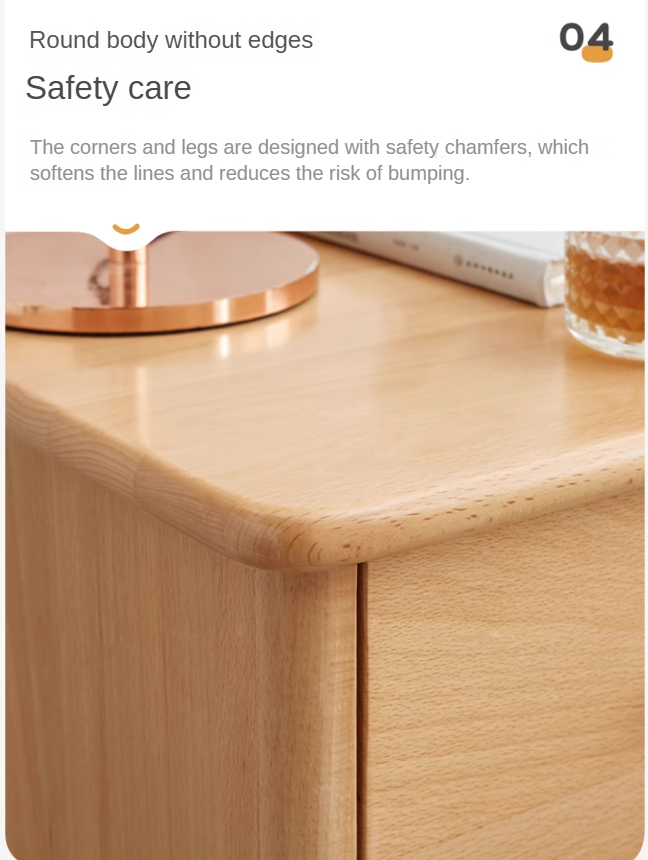 Beech Solid Wood Drawer Nightstand.