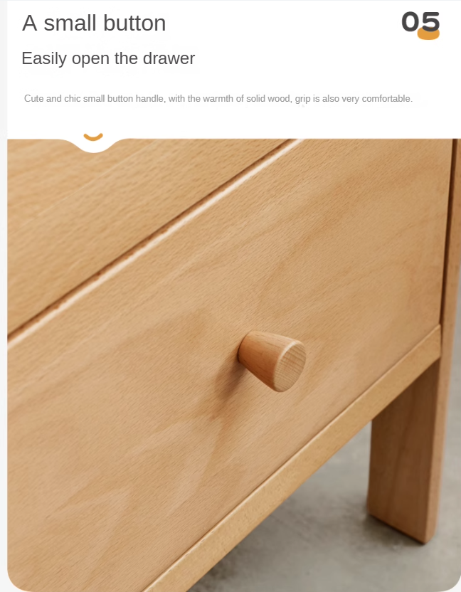 Beech Solid Wood Drawer Nightstand.