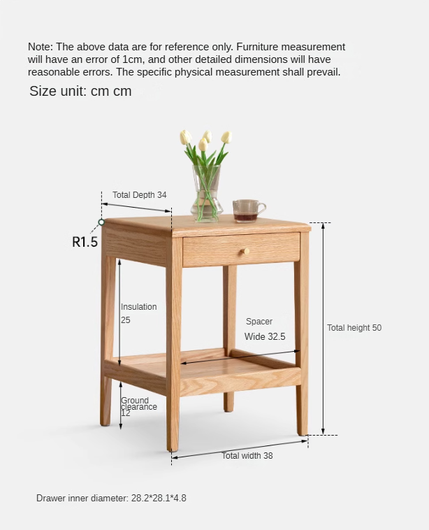 Oak, Black Walnut, Solid RubberWood Nightstand, Side Table.