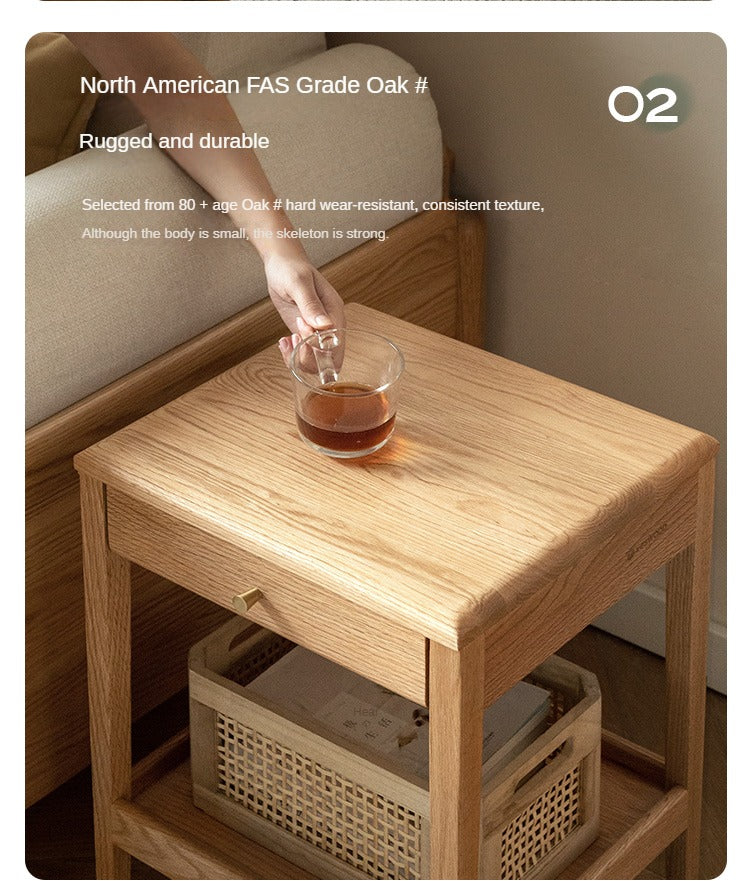 Oak, Black Walnut, Solid RubberWood Nightstand, Side Table.