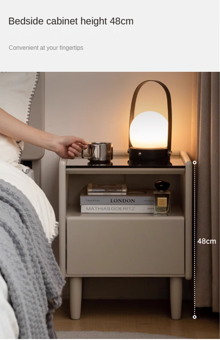 Tulipwood Solid Wood Glass Nightstand