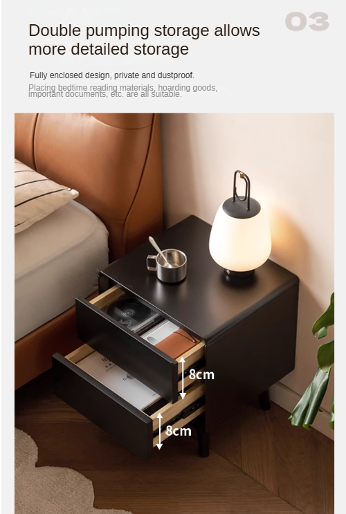 Solid RubberWood Black Nightstand.