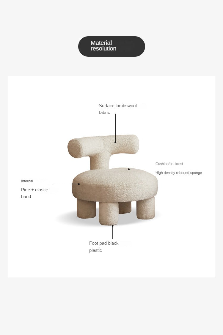 Sculptural Teddy Fabric Lounge Chair for Kids Room