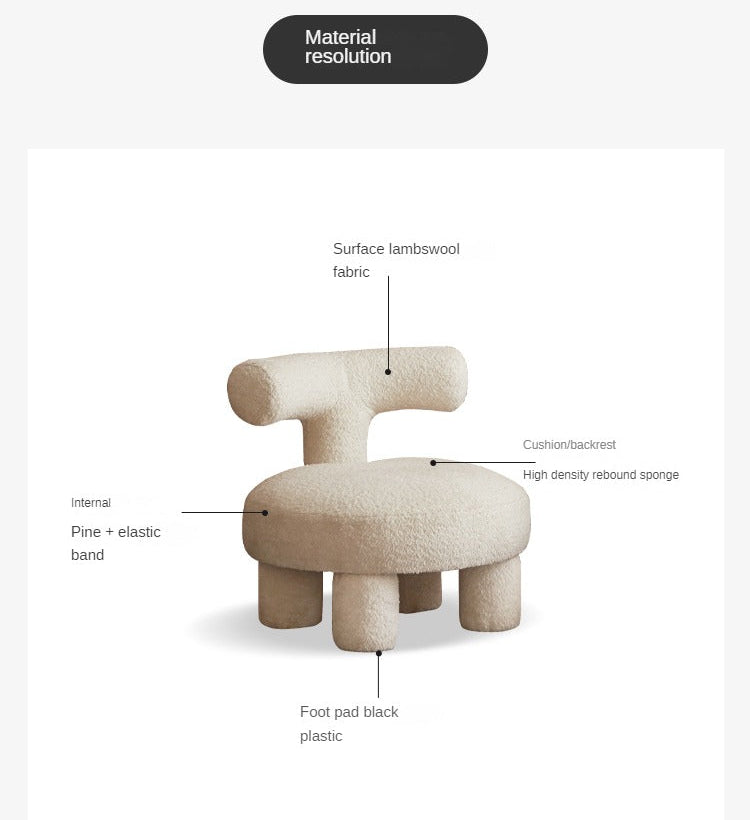 Sculptural Teddy Fabric Lounge Chair for Kids Room