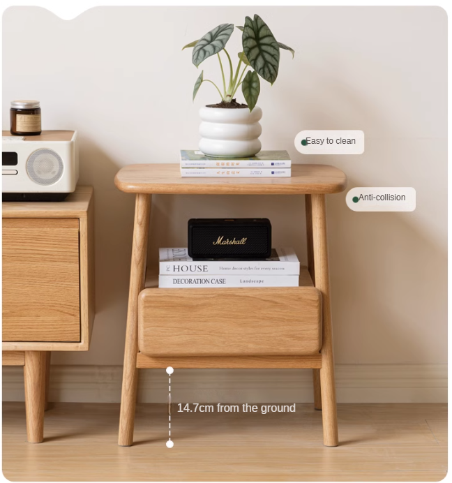 Oak, Beech Solid Wood Nightstand