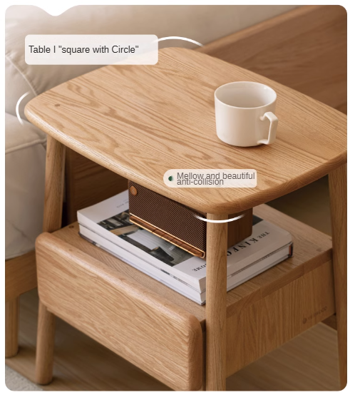 Oak, Beech Solid Wood Nightstand