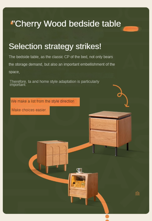 Cherry Solid Wood Retro Nightstand