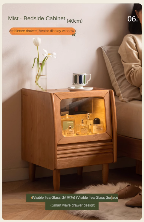 Cherry Solid Wood Retro Nightstand