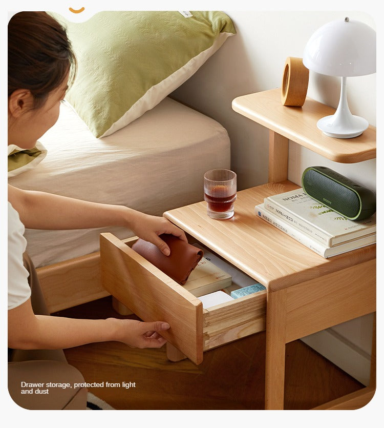 Beech Solid Wood Nightstand.