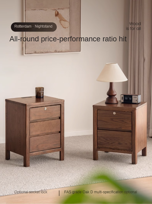 Oak Solid Wood Nordic Nightstand