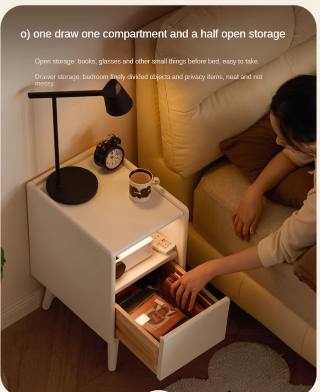 Solid Rubberwood Nightstand.