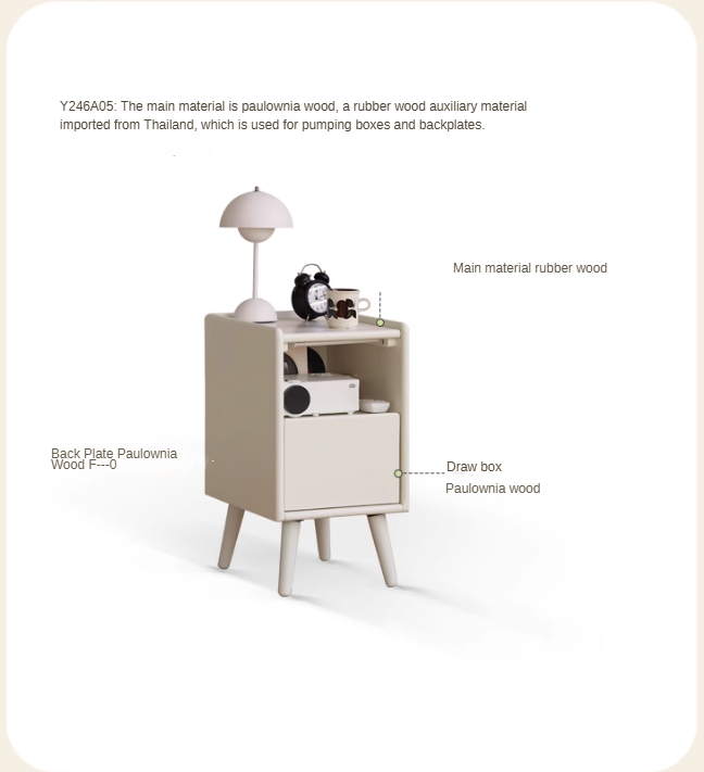 Solid Rubberwood Nightstand.