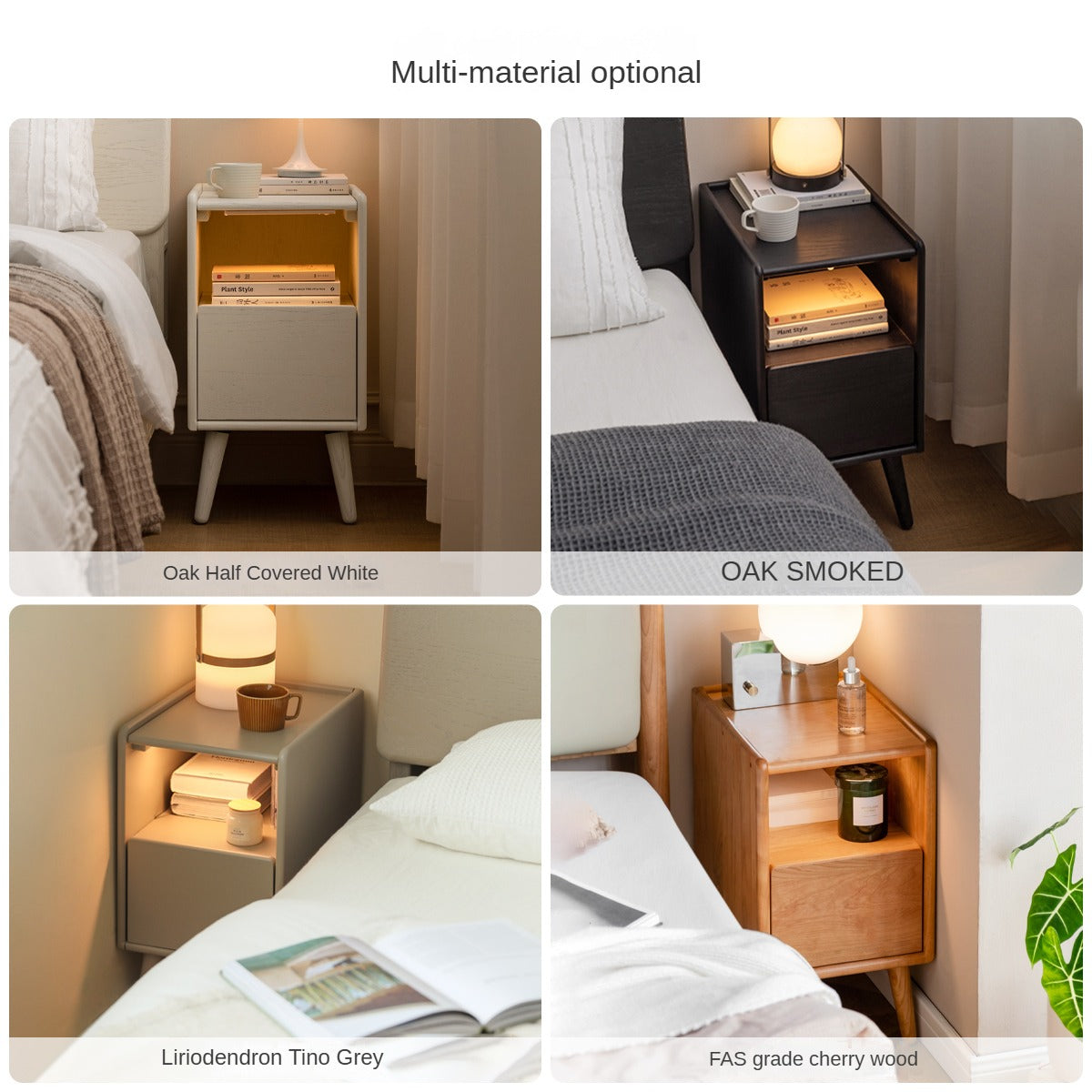 Solid Rubberwood Nightstand.
