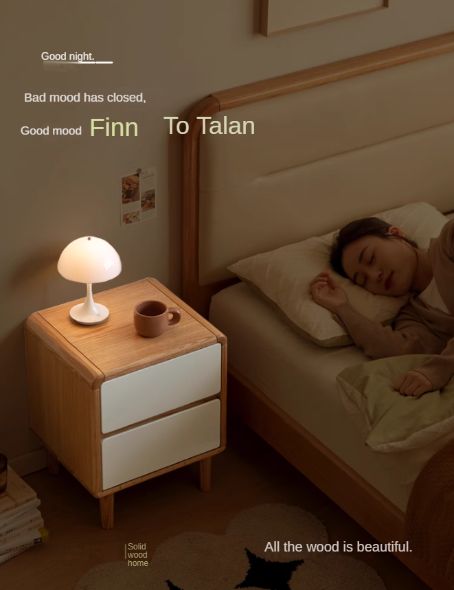 Oak Solid Wood, Solid RubberWood Nightstand