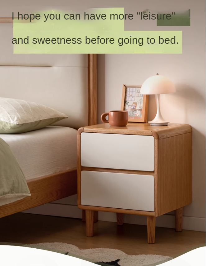 Oak Solid Wood, Solid RubberWood Nightstand