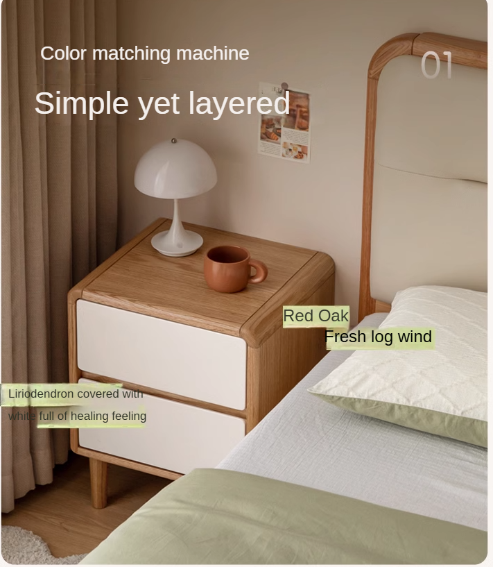 Oak Solid Wood, Solid RubberWood Nightstand