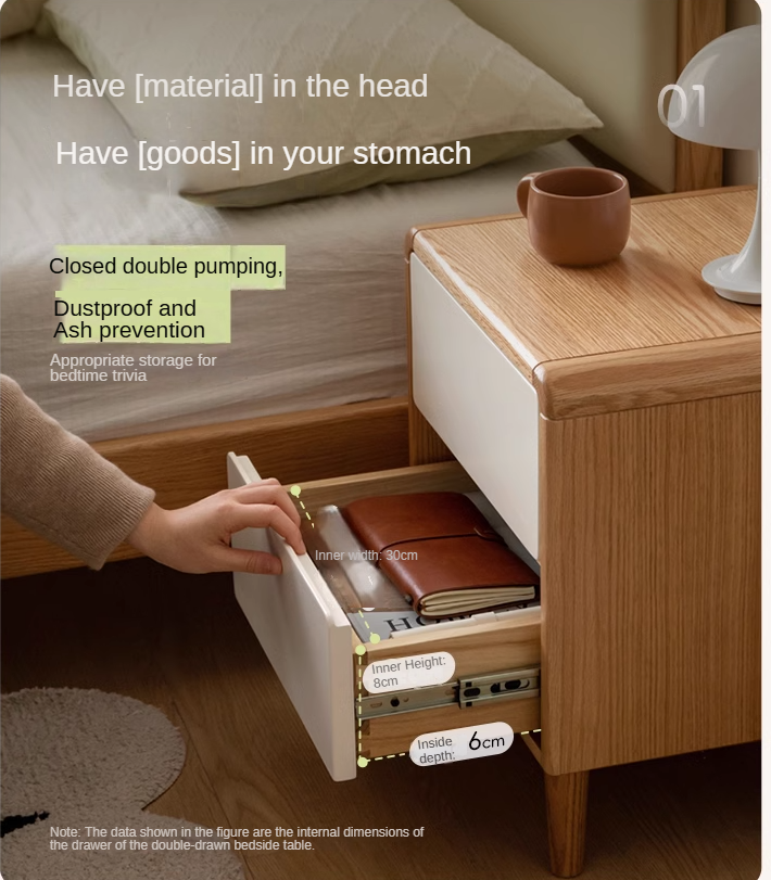 Oak Solid Wood, Solid RubberWood Original Wood Style Nightstand