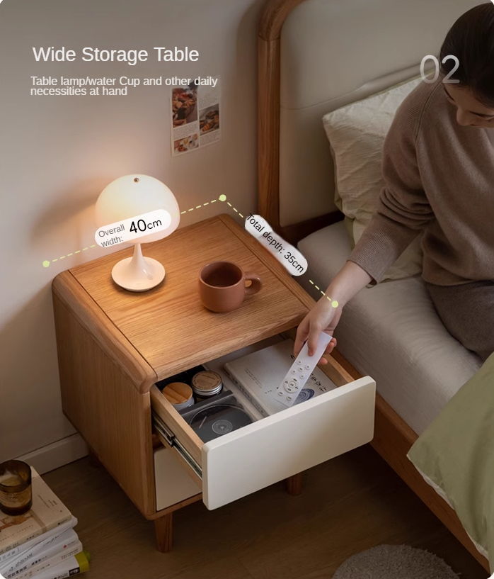 Oak Solid Wood, Solid RubberWood Original Wood Style Nightstand