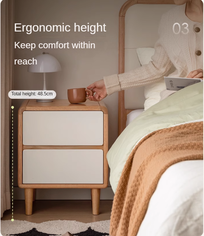 Oak Solid Wood, Solid RubberWood Nightstand
