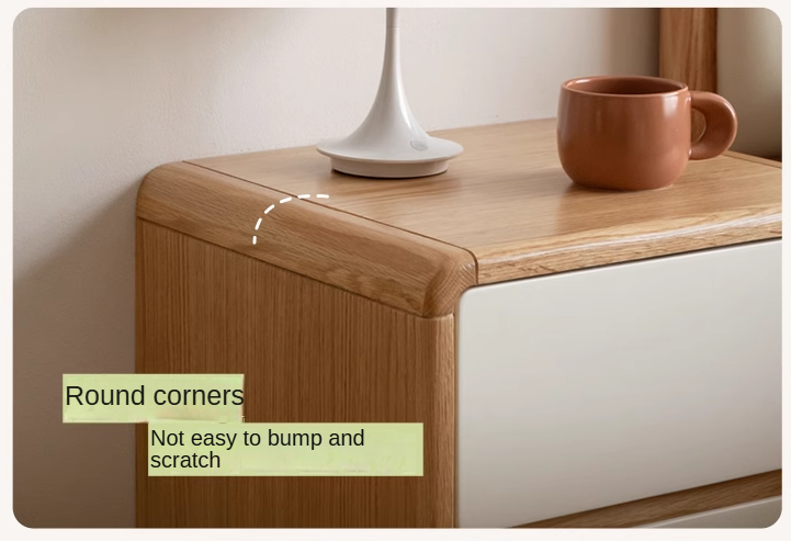 Oak Solid Wood, Solid RubberWood Nightstand