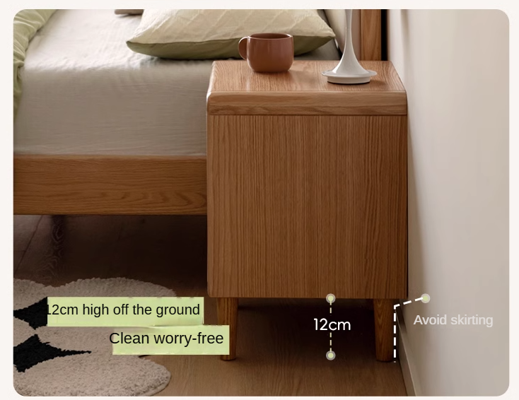 Oak Solid Wood, Solid RubberWood Nightstand